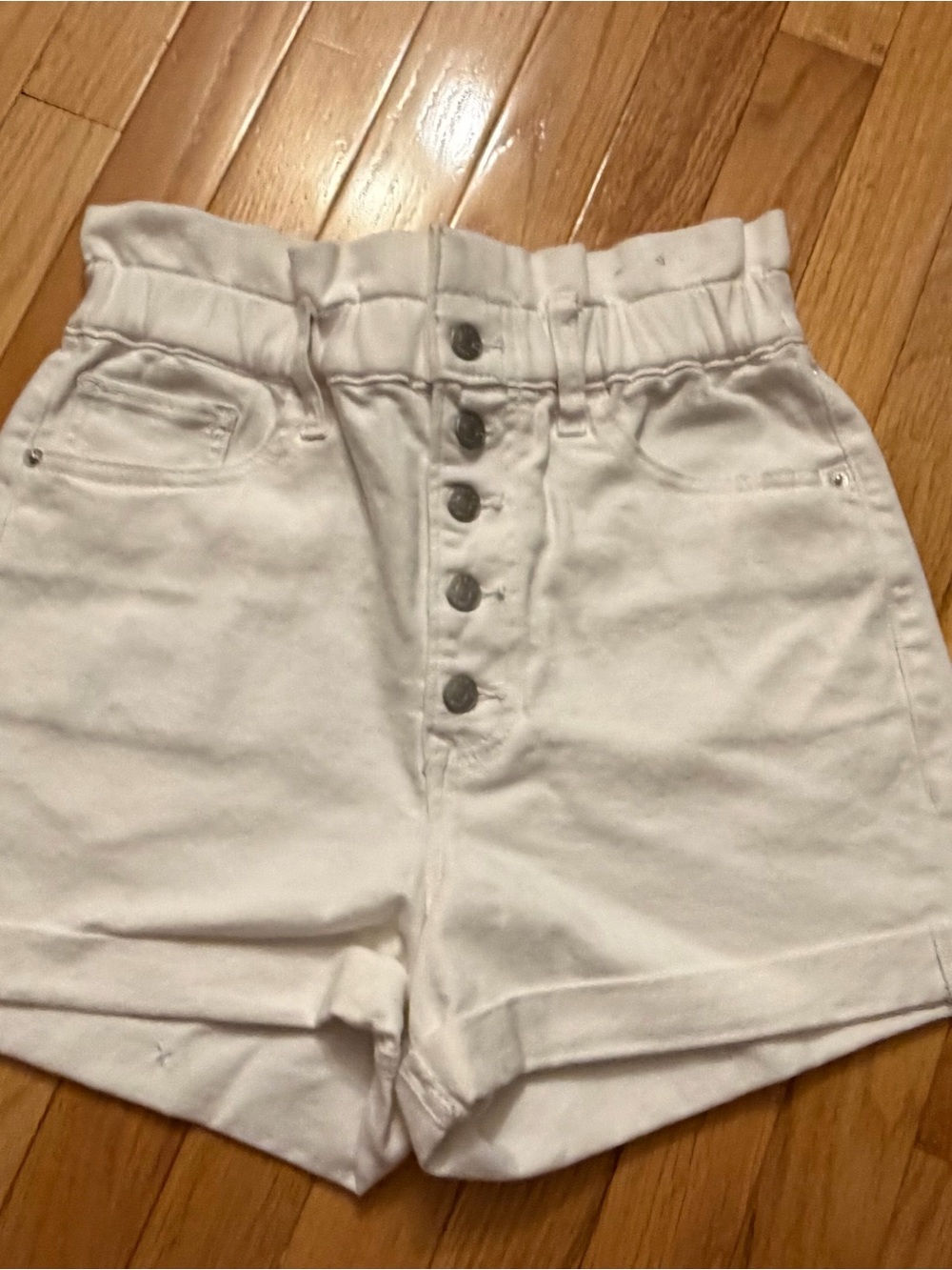 White High-Waist denim Button-Front Women’s Shorts